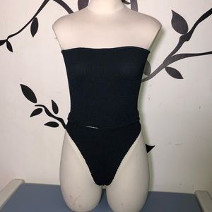 Vintage Hunza G Black Tube Top Swimwear Top